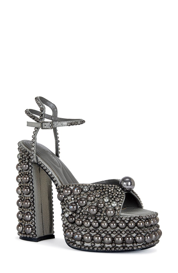 アザレア 一 レディース シューズ 踵 プラットホーム サンダル アンクル AZALEA WANG Astrellankle Straplatform Sandal Gunmetal 鵞鳥金属元素