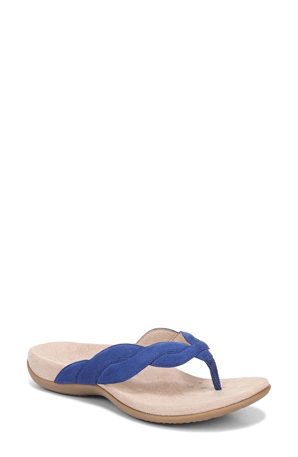 バイオニック レディース シューズ 踵 Vionic Bella Braid Flip Flop Mazarine Blue 青み