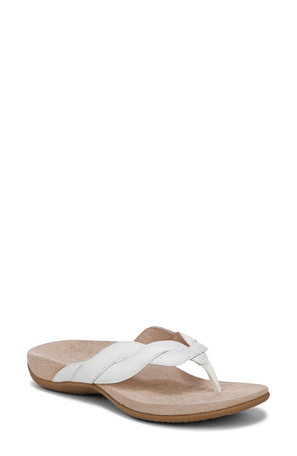 バイオニック レディース シューズ 踵 Vionic Bella Braid Flip Flop White 白いこと