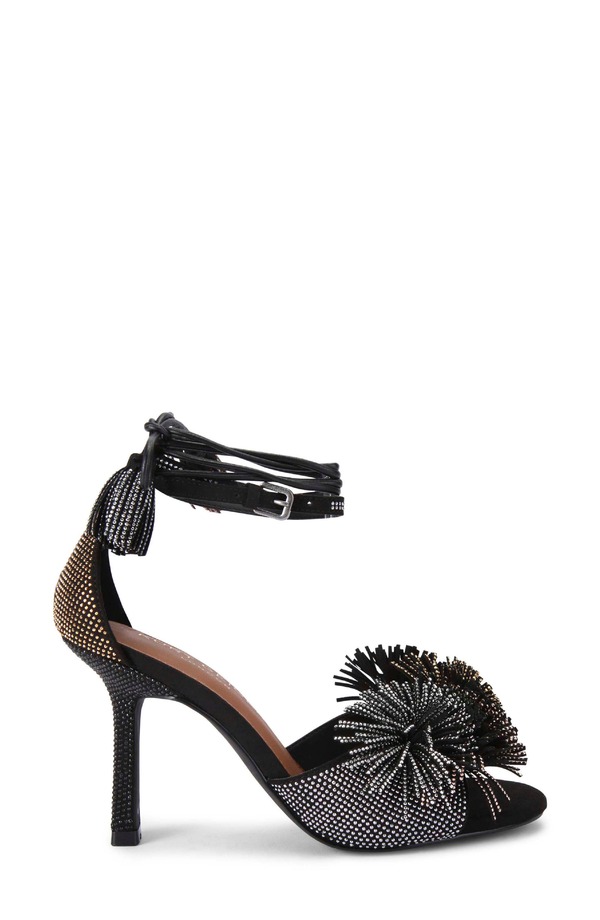 カートジェイガーロンドン レディース シューズ 踵 サンダル アンクル Kurt Geiger London Pompom Ankle Strap Sandal Charcoal 濃灰色