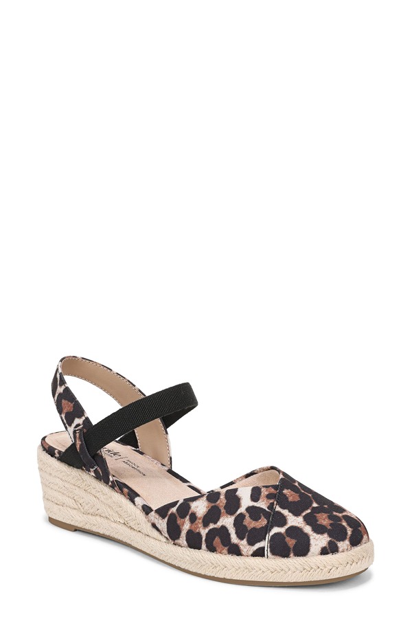 ライフストライド レディース シューズ サンダル プラットホーム LifeStride Pilar Slingback Espadrille Platform Wedge Sandalight Naturaleopard 毛の荒物