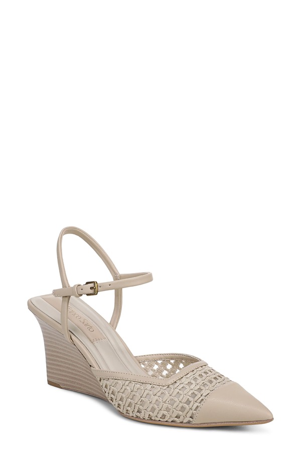 フランコサルト レディース シューズ 踵 アンクル 旗がしら Franco Sarto Cherie Ankle Strapointed Cap Toe Wedge Pump Alabaster