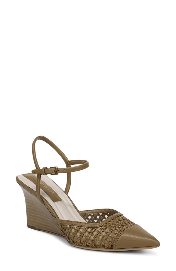フランコサルト レディース シューズ 踵 アンクル 旗がしら Franco Sarto Cherie Ankle Strapointed Cap Toe Wedge Pump Olive オリーブ