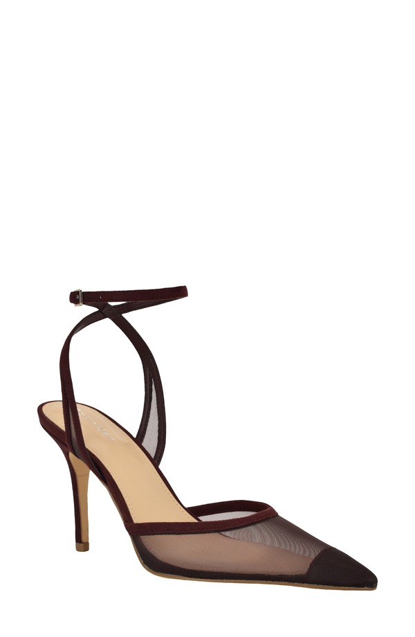 カルバンクライン レディース シューズ 踵 アンクル Calvin Klein Ozalankle Strapump Dark Red Mesh 赤いこと