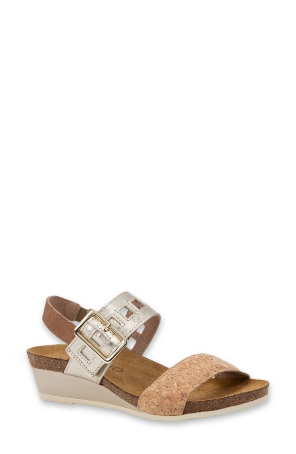 ナオト レディース シューズ ヒール サンダル Naot Dynasty Wedge Sandal Cork Leather/ Rdnt Gld/ Latte