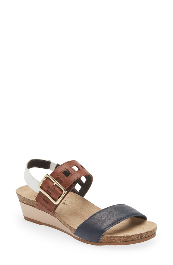 ナオト レディース シューズ ヒール サンダル Naot Dynasty Wedge Sandal Ink/ Soft Chestnut/ White ホワイト