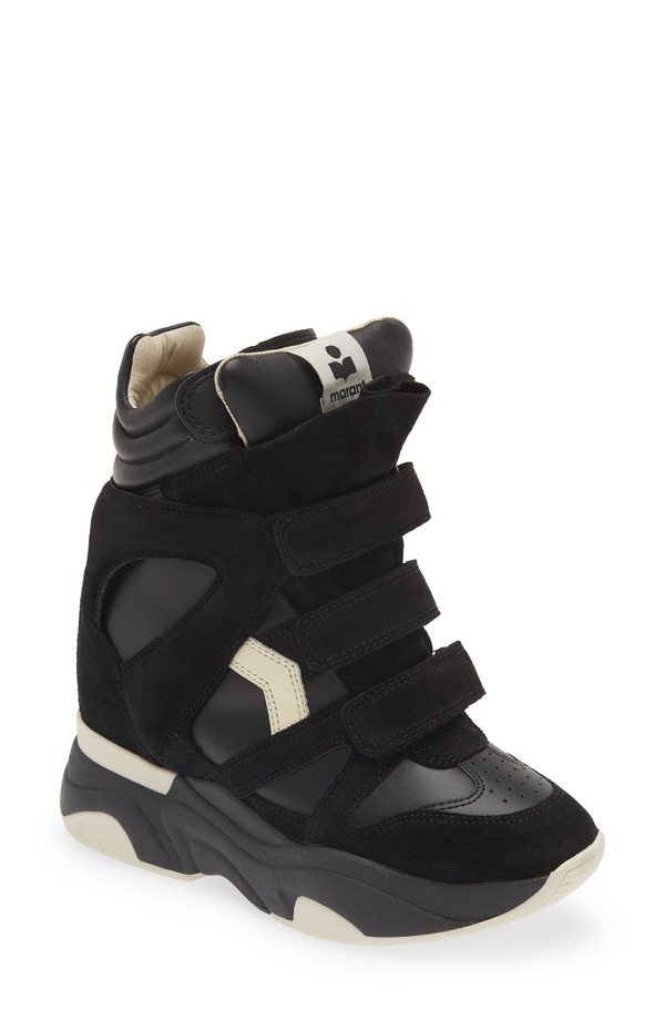 イザ呼びりん マラン レディース シューズ スニーカー Isabel Marant Balskee Hidden Wedge High Top Sneaker Black 黒いこと