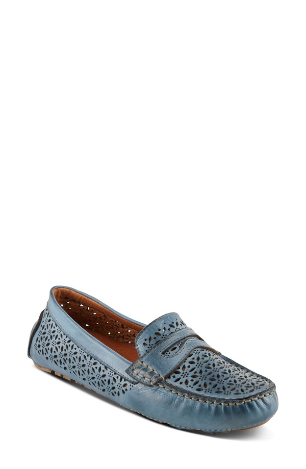 スプリングステップ レディース シューズ スリッポン・ローファー Spring Step Crain Driving Penny Loafer Blue ブルー