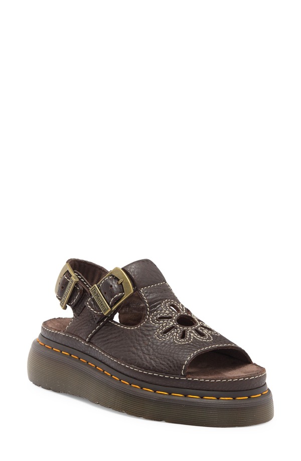 ドクターマーチン レディース シューズ ヒール サンダル Dr. Martens Dunnet Flower Slingback Sandal Kelp Brown ブラウン