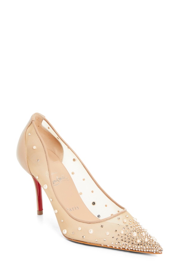 クリスチャン・ルブタン レディース シューズ パンプス Christian Louboutin Miss Z Degrastrass Perla Pointed Toe Pump Version Blush 毛はらい