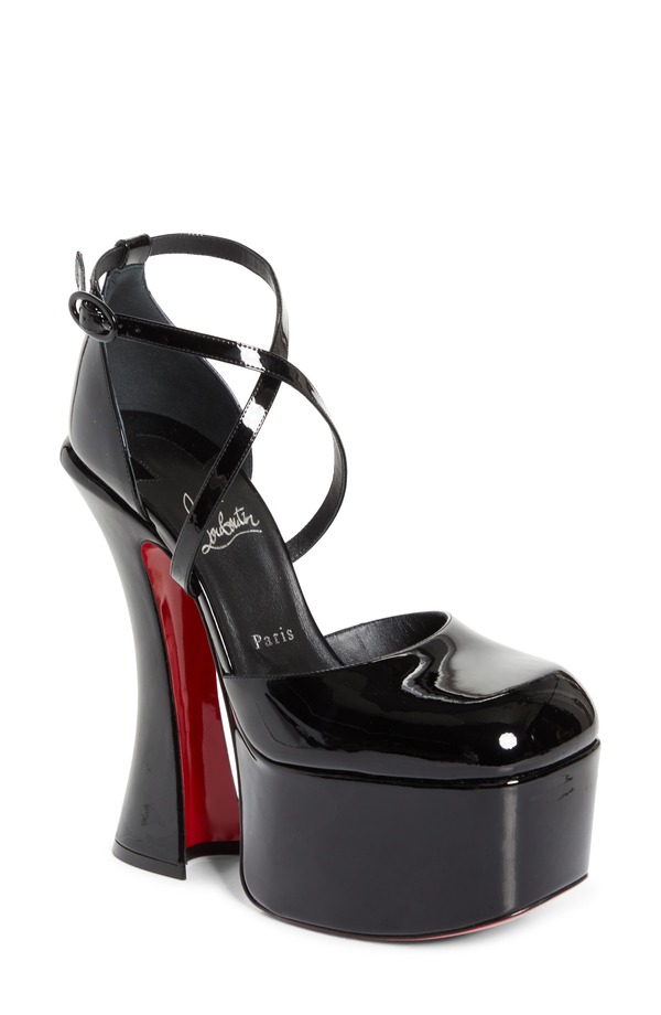 クリスチャン・ルブタン レディース シューズ パンプス プラットホーム アンクル Christian Louboutin Aquadorcet Platform d\u0027Orsay Ankle Strapump Black/ Black 黒いこと