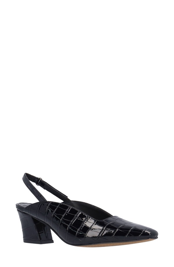 ジェイレニー レディース シューズ 踵 J. Rene Stasia Croc Embossed Slingback Pump Black 黒いこと