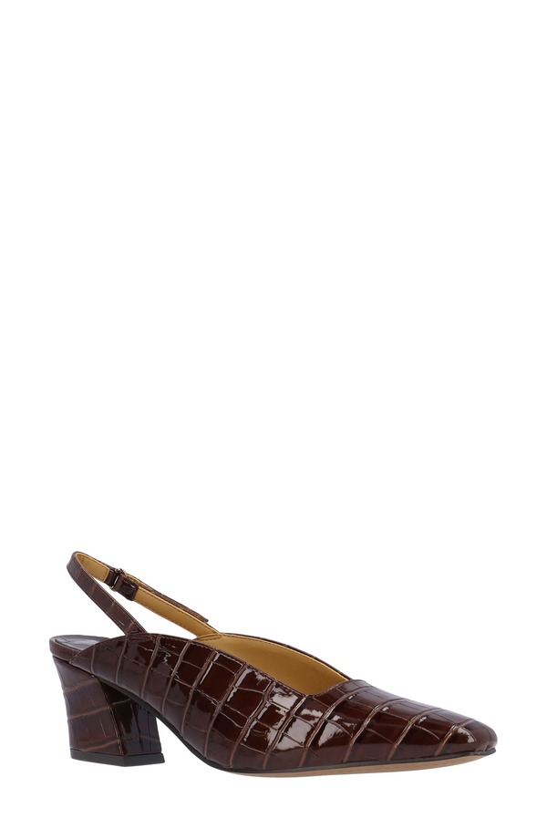 ジェイレニー レディース シューズ 踵 J. Rene Stasia Croc Embossed Slingback Pump Brown 赤銅色