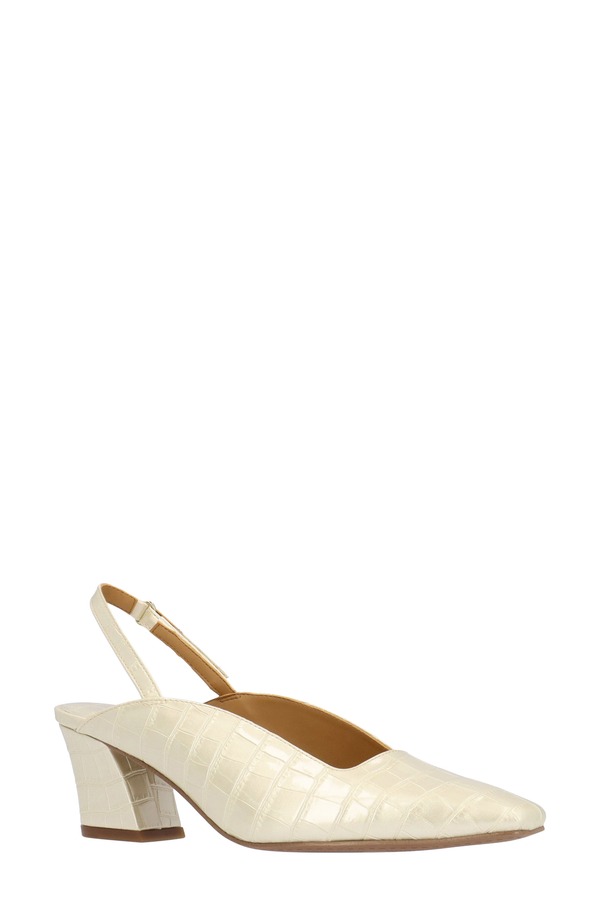 ジェイレニー レディース シューズ 踵 J. Rene Stasia Croc Embossed Slingback Pumpearl Beige パール