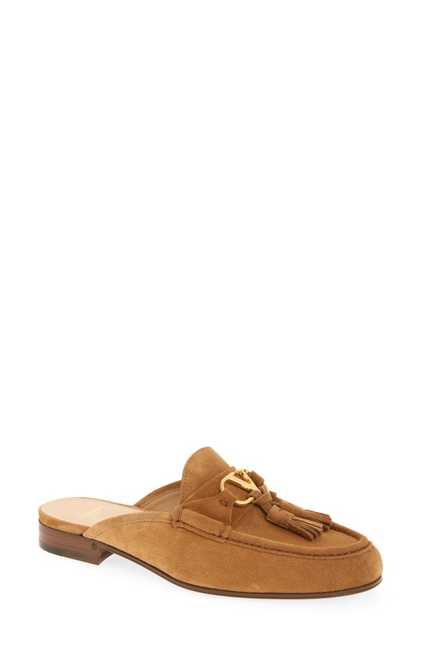 ヴァレンティノ レディース シューズ スリッポン・ローファー ロゴタイプ Valentino Garavani VLOGO Tasseloafer Mule Cognac