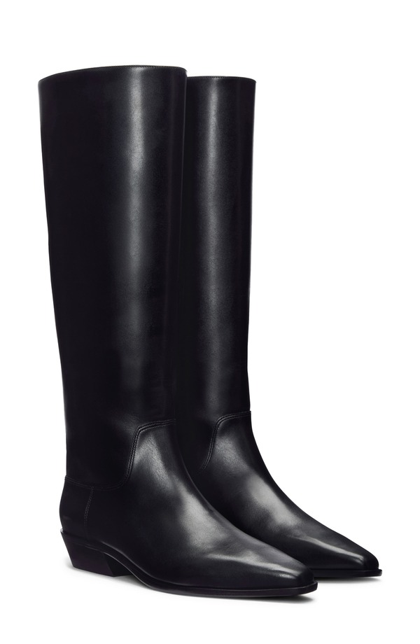 リフォーメーション レディース シューズ ブーツ・レインブーツ ミニ Reformation Dominique Knee High Boot Black Leather ブラック｜ReVida 店