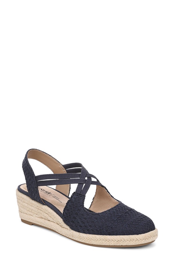 ライフストライド レディース シューズ ヒール サンダル LifeStride Patience Wedge Sandalux Navy ネイビー