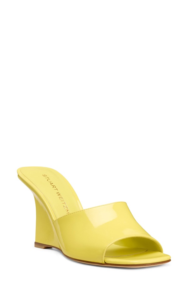 スチュアート ワイツマン レディース シューズ 踵 なめし革 Stuart Weitzman Vinnie 85 Patent Leather Wedge Mule Citrine