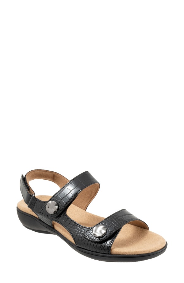 トロッターズ レディース シューズ ヒール サンダル Trotters Romi Croco Slingback Sandal Black ブラック