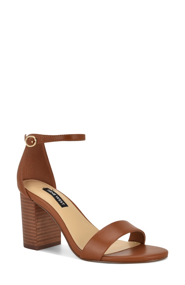 ナインウェスト レディース シューズ 踵 サンダル アンクル Nine Westoniann Ankle Strap Sandal Dark Natural Stacked Heel