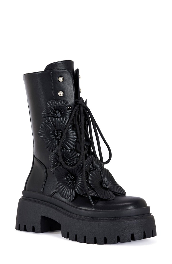 アザレア 一 レディース シューズ ブーツ・レインブーツ プラットホーム AZALEA WANG Devoir Platform Lug Sole Boot Black 黒いこと