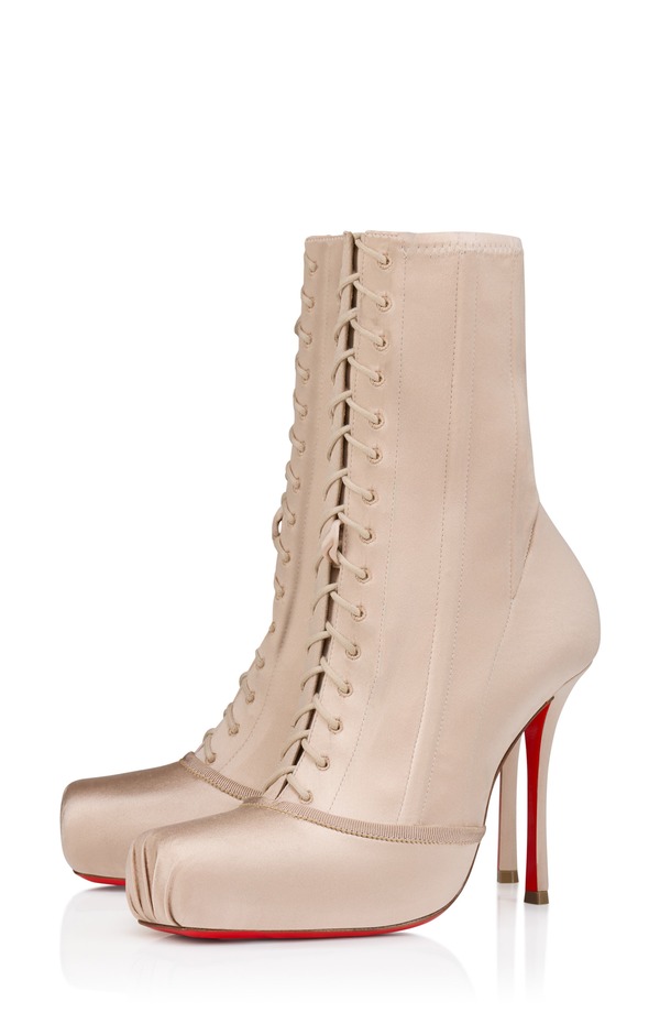 クリスチャン・ルブタン レディース シューズ ブーツ・レインブーツ スピード競技 Christian Louboutin Cassia Pavlova Lace-Up Bootie Blush 毛はらい