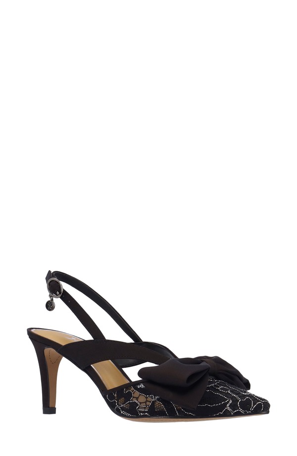 ジェイレニー レディース シューズ 踵 J. Rene Morigen Slingback Pointed Toe Pump Black/ Silver 黒いこと