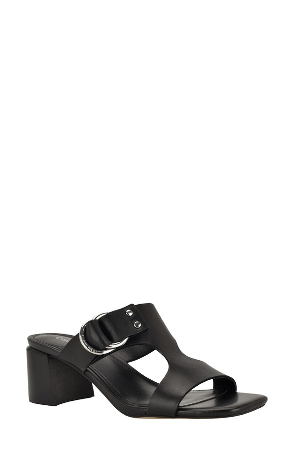 カルバンクライン レディース シューズ ヒール サンダル Calvin Klein Vevia Slide Sandal Black Leather ブラック