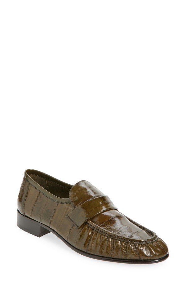 ザ ロウ レディース シューズ スリッポン・ローファー The Row Soft Eelskin Loafer Olive Oli オリーブ
