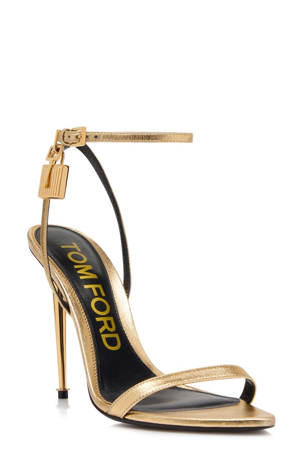 トム・ジェラルド・r・フォード レディース シューズ サンダル トール TOM FORD Padlock Naked Metallic Pointy Toe Sandal 1Y004 Gold ゴールド