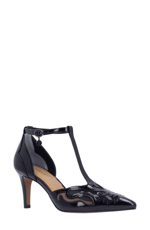ジェイレニー レディース シューズ 踵 J. Rene Lisha T-Strapump Black 黒いこと