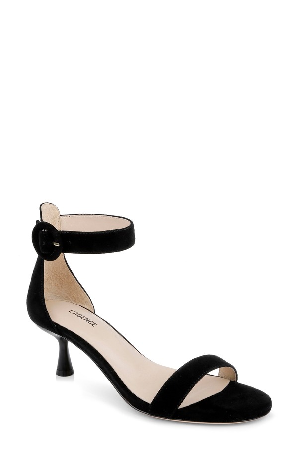 ラジャンス レディース シューズ 踵 サンダル アンクル L\u0027AGENCE Andelle II Ankle Strap Sandal Black Suede 黒いこと