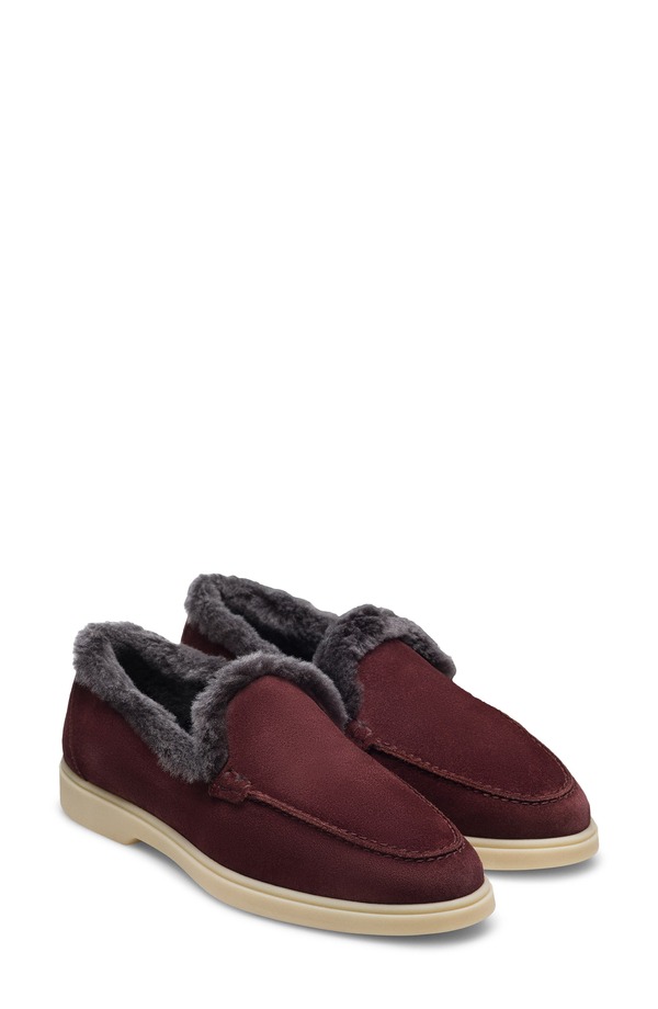 マグナーニ レディース シューズ スリッポン・ローファー Magnanni Sophie Loafer Burgundy Suede/ Shearling バーガンディ
