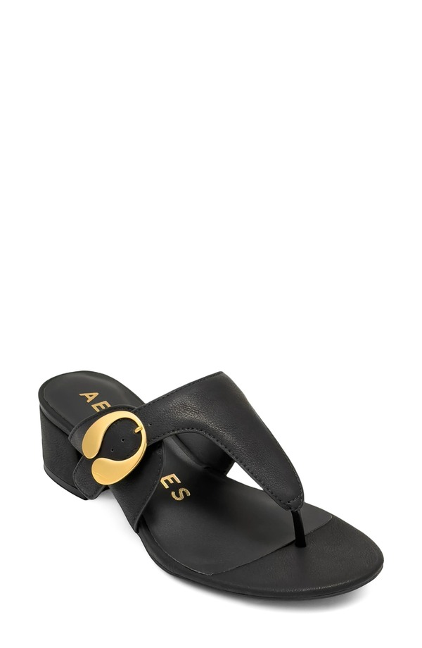 エアロソールズ レディース シューズ 踵 Aerosoles Cloude Flip Flop Black Calf 黒いこと