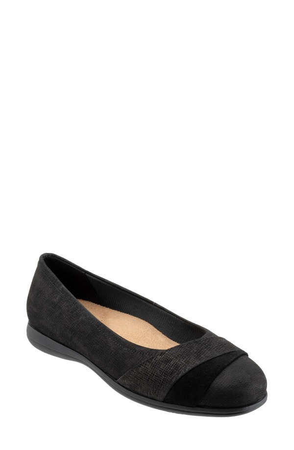 トロッターズ レディース シューズ パンプスエード レザー Trotters Danni Leather & Suede Flat Black Nubuck ブラック