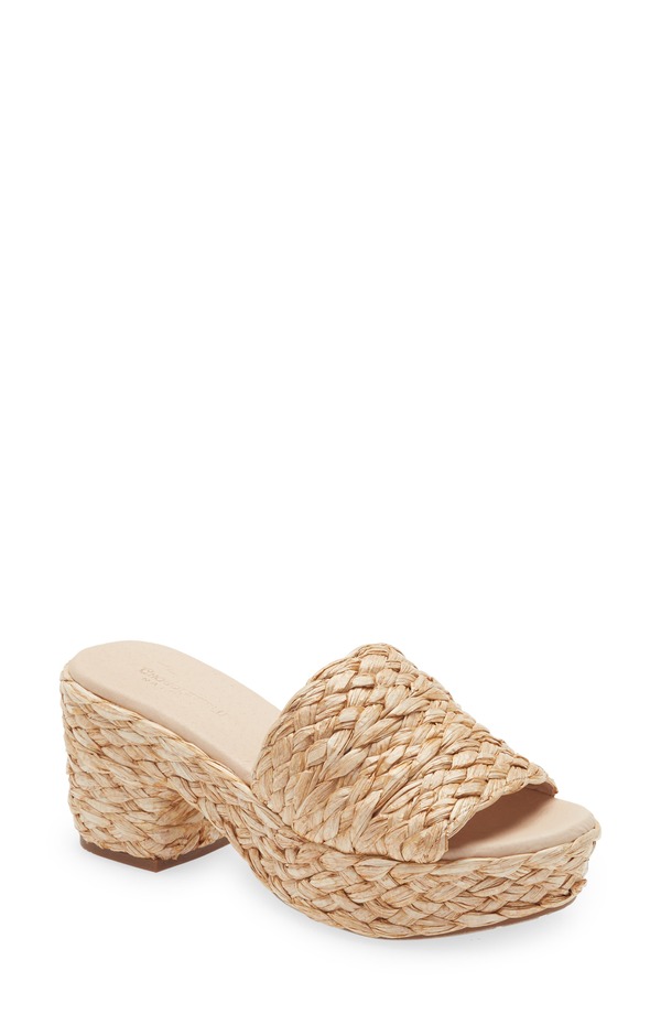 ショコラブルー レディース シューズ ヒール プラットフォーム サンダル Chocolat Blu Raffia Platform Slide Sandal Natural Raffia