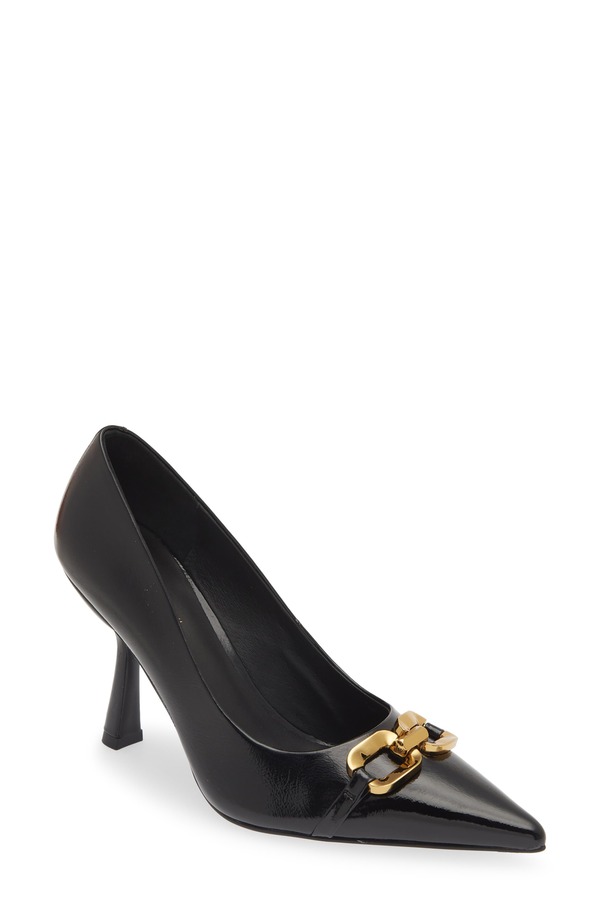 ジェフリー キャンベル レディース シューズ ヒール Jeffrey Campbell Authority Pointed Toe Pump Black Crinkle Patent/ Gold ブラック