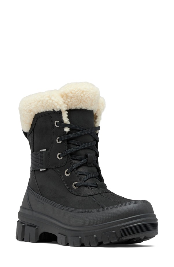 ソレル レディース シューズ ブーツ・レインブーツ SOREL Tivoli V Parc Genuine Shearling Waterproof Boot Black/ Sea Salt 黒いこと