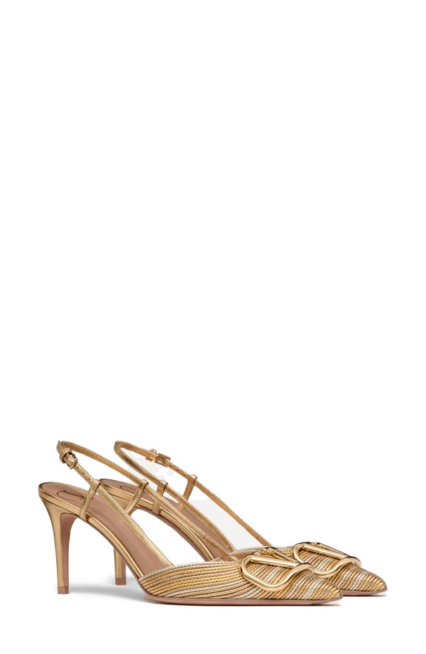ヴァレンティノ レディース シューズ パンプス トール ロゴタイプ Valentino Garavani VLOGO Signature Metallic Slingback Pump Gold ゴールド