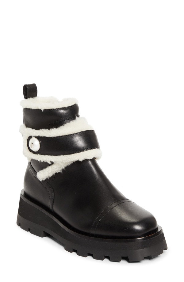 ジミーチュー レディース シューズ ブーツ・レインブーツ Jimmy Choo Meena Genuine Shearling Lined Bootie Black/ Natural 黒いこと