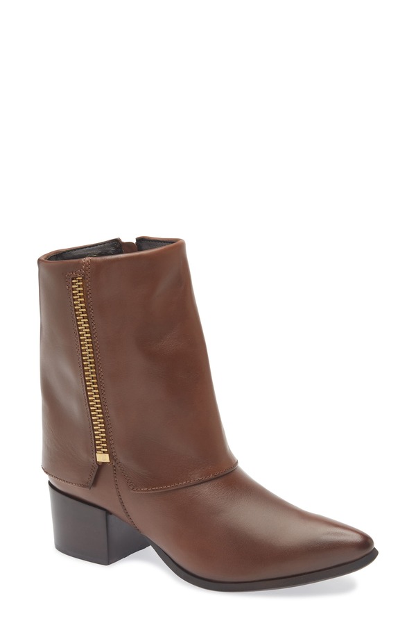 ショコラブルー レディース シューズ ブーツ・レインブーツ ヒール Chocolat Blu Leeza Block Heel Bootie Brown Leather ブラウン