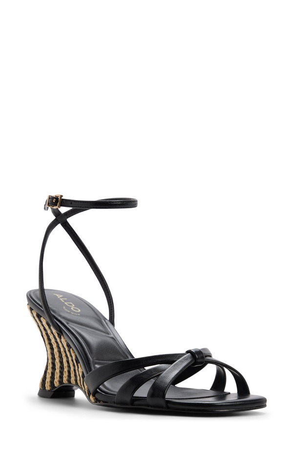 アルド レディース シューズ 踵 サンダル アンクル ALDO Ermannankle Strap Wedge Sandal Black 黒いこと