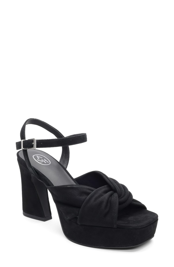 死灰 レディース シューズ 踵 プラットホーム サンダル スエードクロス アンクル Ash Opusuede Ankle Straplatform Sandal Black 黒いこと
