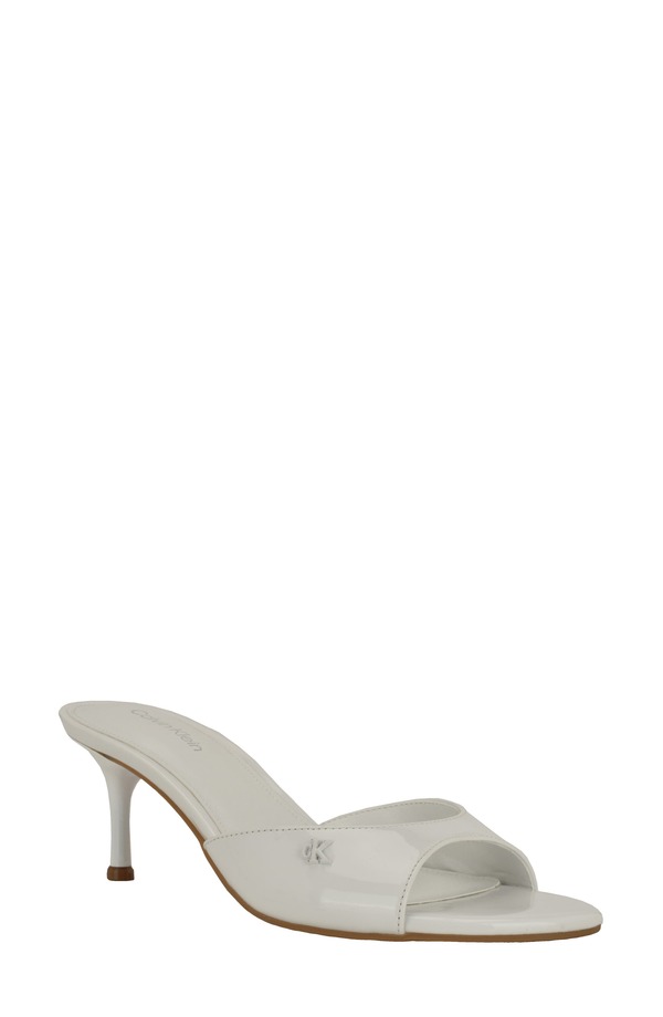 カルバンクライン レディース シューズ 踵 サンダル Calvin Klein Vixie Slide Sandal White Patent 白いこと