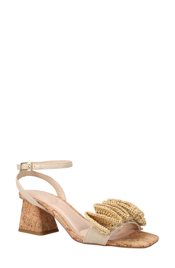 ペレモーダ レディース シューズ ヒール サンダル アンクル Pelle Moda Tianna Raffia Rosette Ankle Strap Sandal Natural