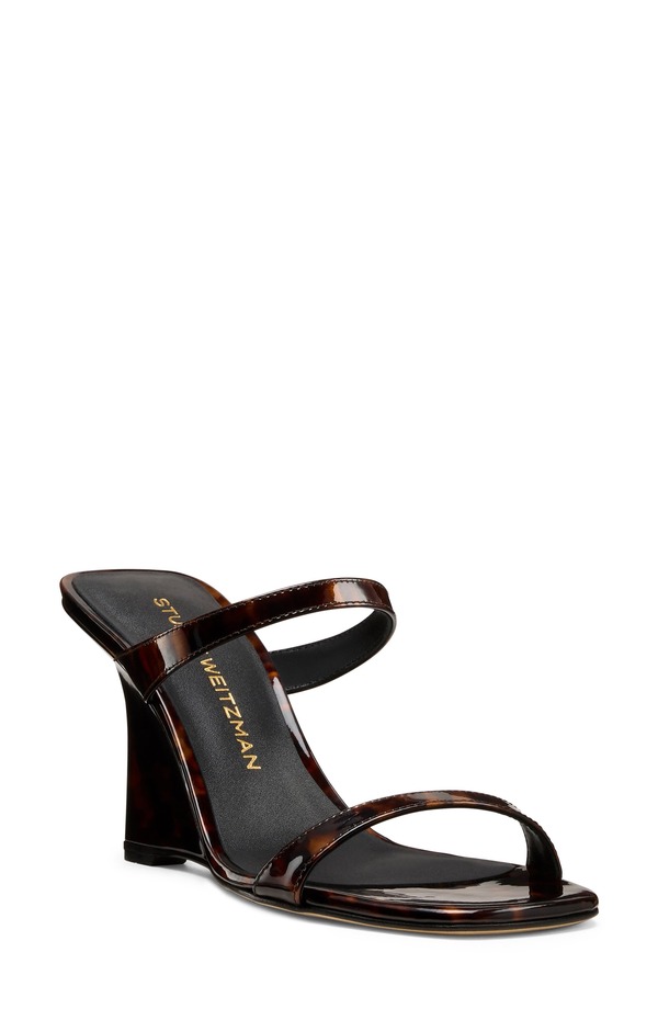 スチュアート ワイツマン レディース シューズ 踵 サンダル なめし革 Stuart Weitzman Vinnie 85 Patent Leather Wedge Slide Sandal Classic