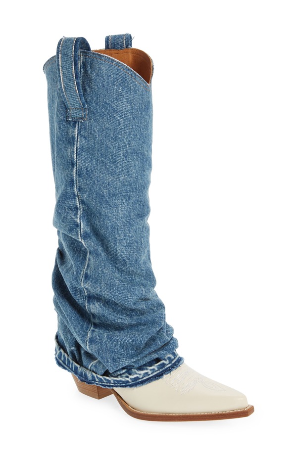 アールサーティーン レディース シューズ ブーツ・レインブーツ デニム R13 Denim Sleeve Western Boot Indigo インディゴ｜ReVida 店