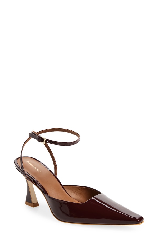 リフォーメーション レディース シューズ 踵 メッシュ アンクル Reformationatashankle Strap Mesh Pump Wine Patent ぶどう酒
