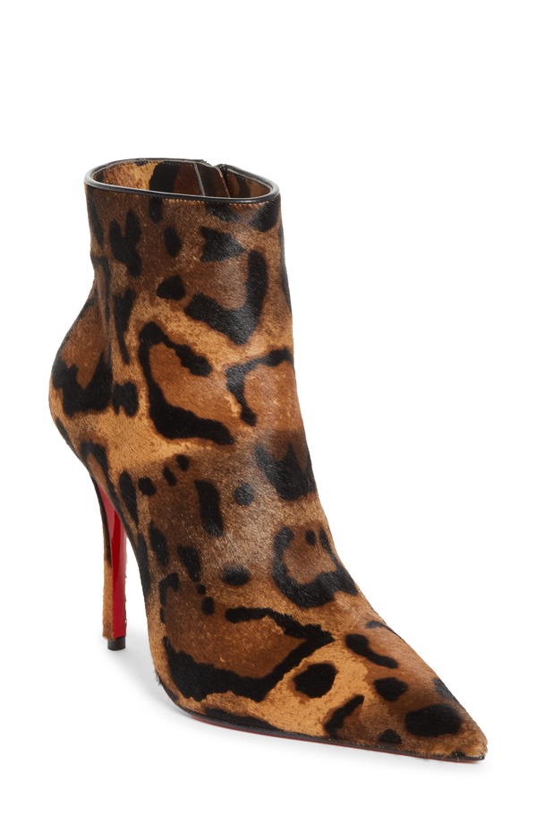 クリスチャン・ルブタン レディース シューズ ブーツ・レインブーツ Christian Louboutin Miss Z Genuine Calf Hair Pointed Toe Bootie Brown 赤銅色