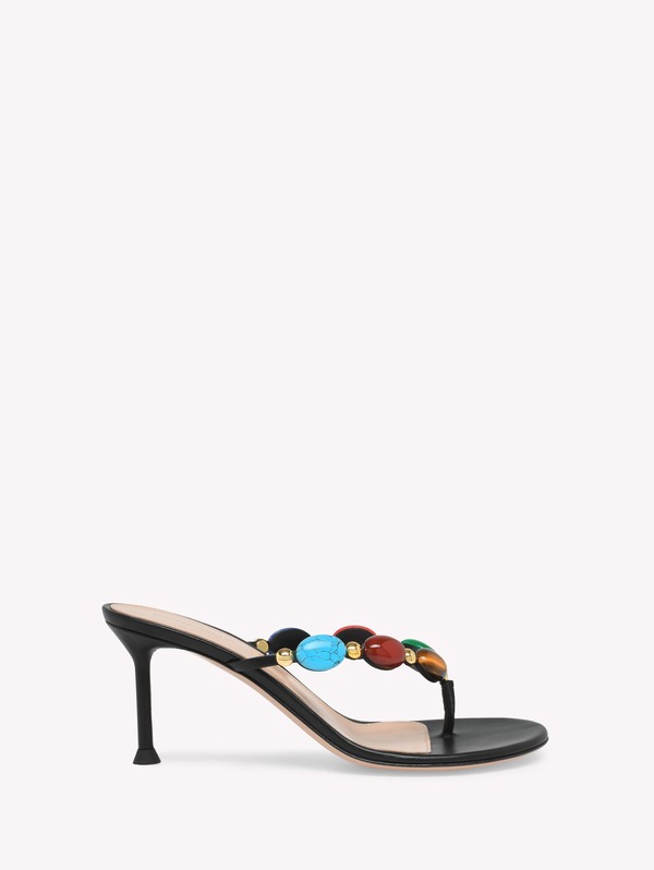 ジャンヴィト ロッシ レディース シューズ サンダル Gianvito Rossi Shanti Thong 70 Sandals Black Suede And Nappa ブラック
